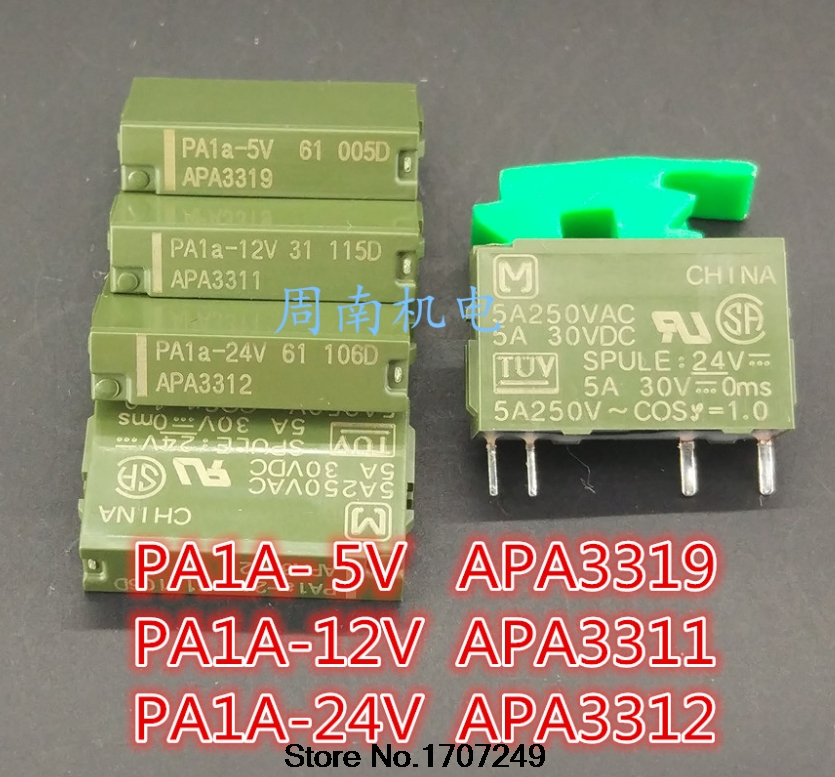  10 / ο   PA1A-5V PA1A-12V PA1A-24V APA3319 APA3311 APA3312 4PIN 5A250VAC